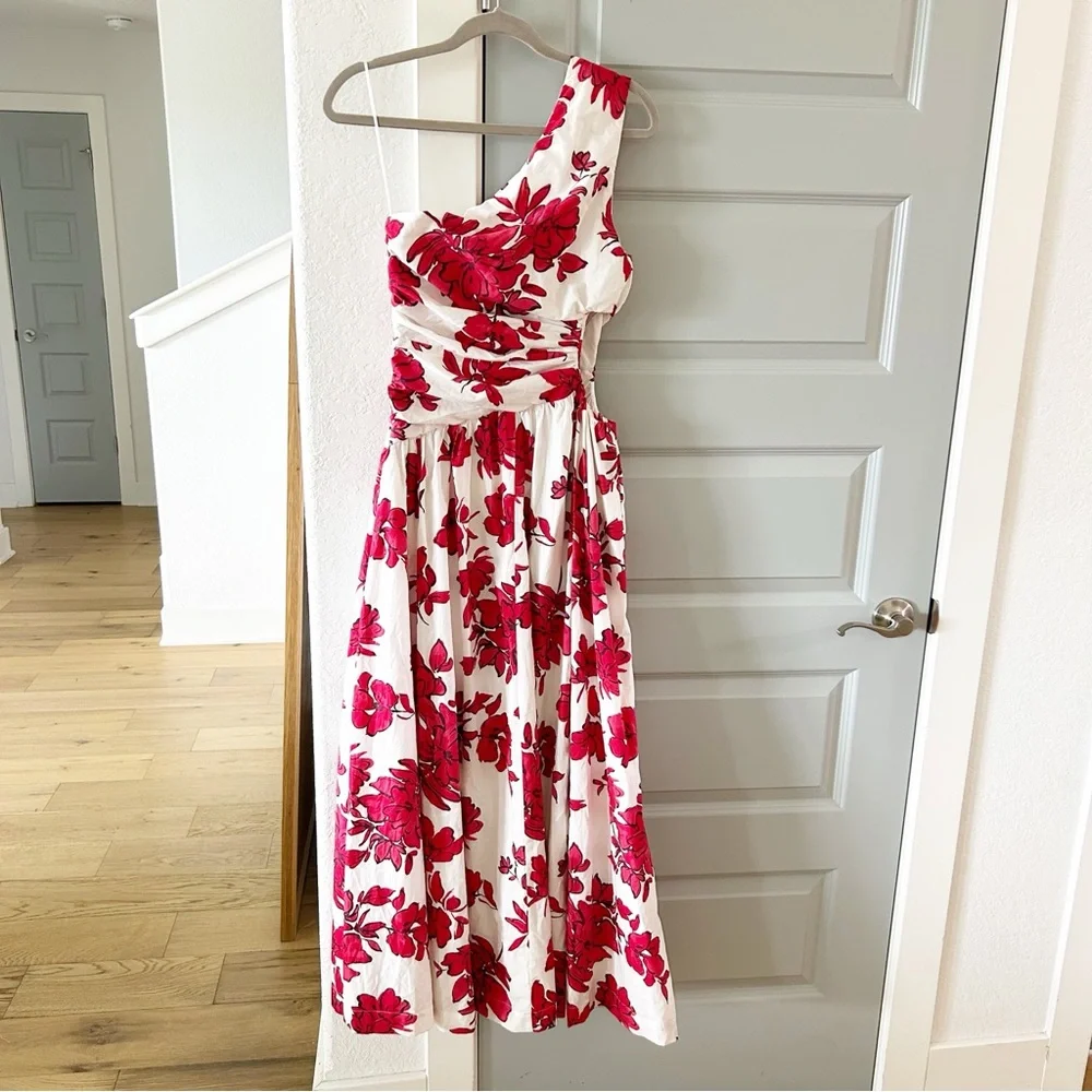 New Abercrombie & Fitch One Shoulder Cutout Floral Printed Maxi Dress